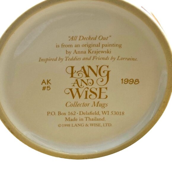 Vintage 1998 Lang and Wise ALL DECKED OUT Anna Krajewski Teddy Bear Coffee Mug - Picture 4 of 5